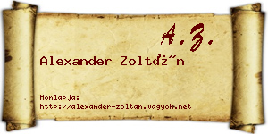 Alexander Zoltán névjegykártya